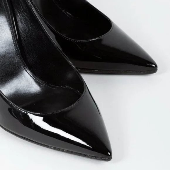 Saint Laurent Black Patent Opyum 110 Electric Blue Pumps - Picture 6 of 11